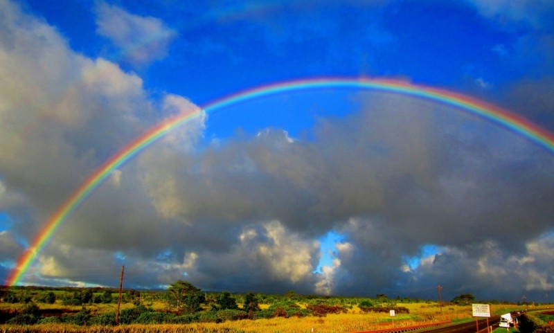 Create meme: landscape with a rainbow, The rainbow is a natural phenomenon, rainbows