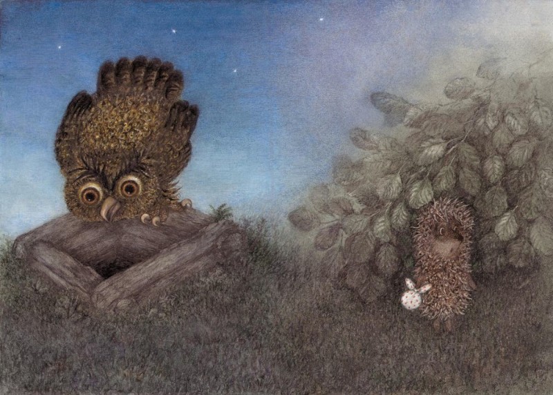 Create meme: hedgehog in the fog illustration, Norstein hedgehog in the fog, hedgehog in the fog Francesca yarbusova