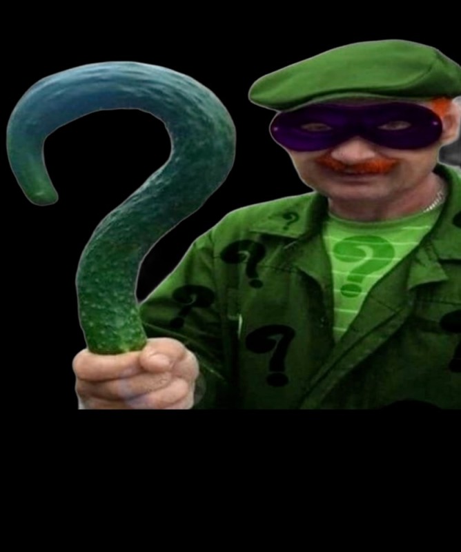 Create meme: the riddler with cucumber, The riddler meme with cucumber, the riddler with a cucumber grandfather