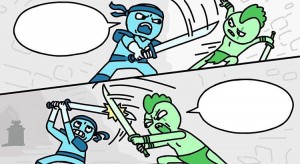 Create meme: blanks for memes, battle the ninja with the green man meme, battle the ninja with the green men
