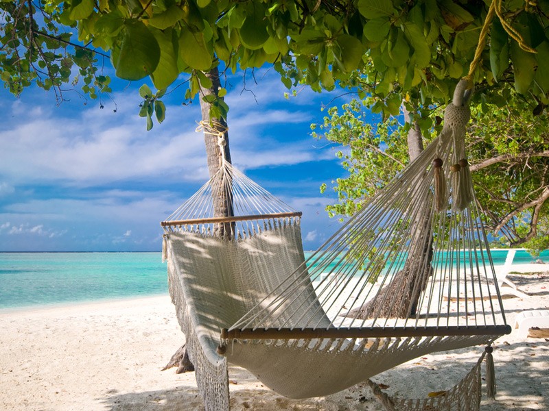 Create meme: paradise phuket, beach , hammock on the sea