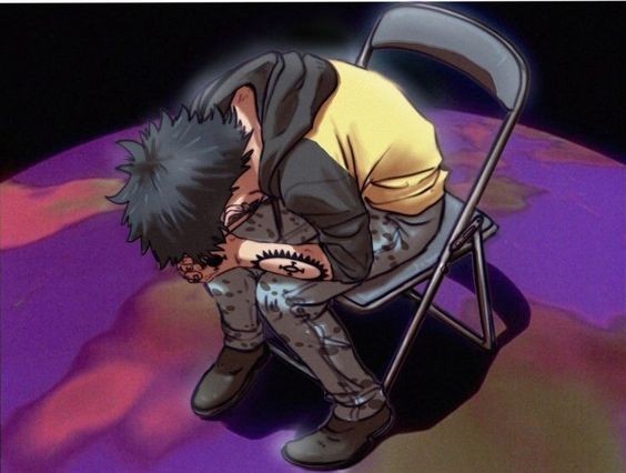 Create meme: Shinji Ikari on a chair, Shinji on the chair, Evangelion meme on a chair