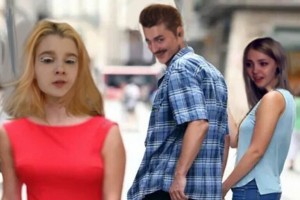 Create meme: girl meme, the guy looks at the girl, the guy looks at the girl meme