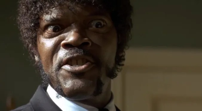 Создать мем: l jackson, криминальное чтиво say what again, samuel l