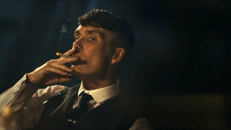 Create meme: Tommy Shelby with a cigarette, peaky blinders, shelby peaky blinders