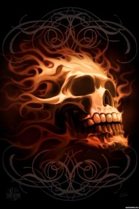 Create meme: fire skull, photo of the skull for VC, skull on fire pictures
