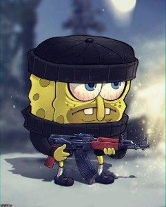 Create meme: sponge Bob square, Bob sponge, spongebob with an AK 47