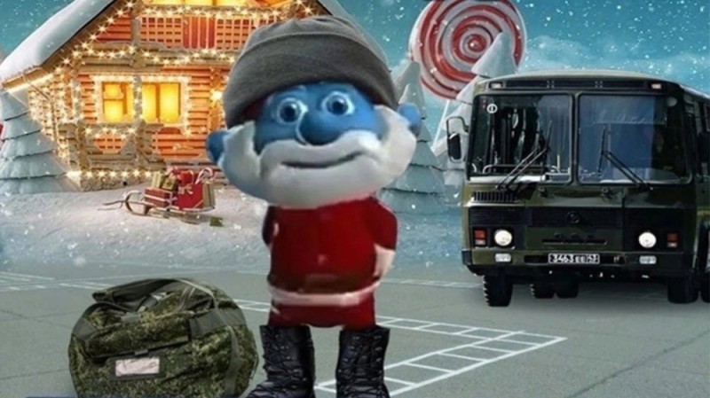 Create meme: There will be no Smurfs of the new year, The Smurf of the new year is not, there will be no new year santa Claus