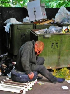 Create meme: homeless, homeless in a dumpster