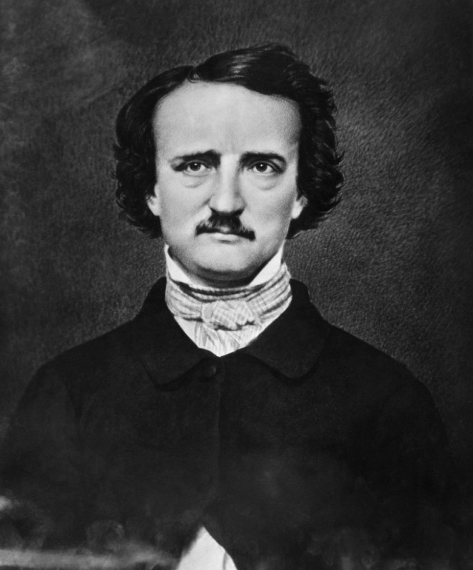 Create meme: edgar allan Poe, edgar allan Poe portrait, Edgar Poe is an American poet, writer, critic