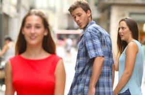 Create meme: the guy looks at the girl meme, the guy turns to girl