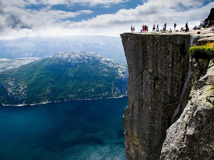 Create meme: Preacher's Rock norway, prekestulen norway, the cliff is magnificent