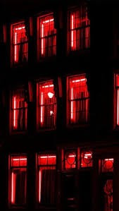 Создать мем: улица красных фонарей амстердам, aesthetic красный неон, улица красных фонарей окна