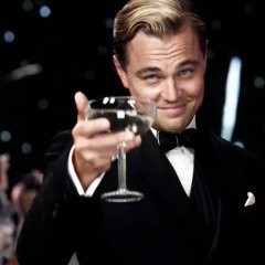 Create meme: DiCaprio with a glass of, a toast to those who have birthday today, the glass over the photo template