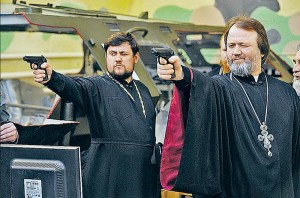 Create meme: the priest of the Russian Orthodox Church, a priest with guns, the priests