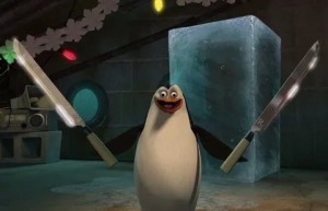 Create meme: the penguins of Madagascar Rico, the penguins of Madagascar, penguin Rico with a knife