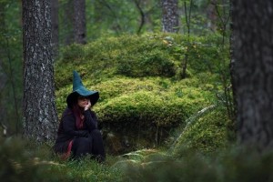 Create meme: witch costume, forest child, dark forest