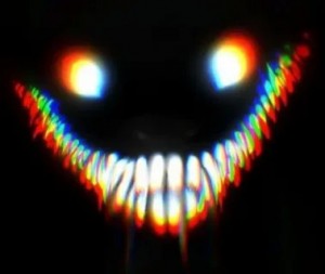 Create meme: the smile on black background, scary smile on black background