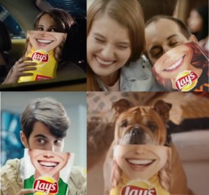 Create meme: lays, smile, advertising leis