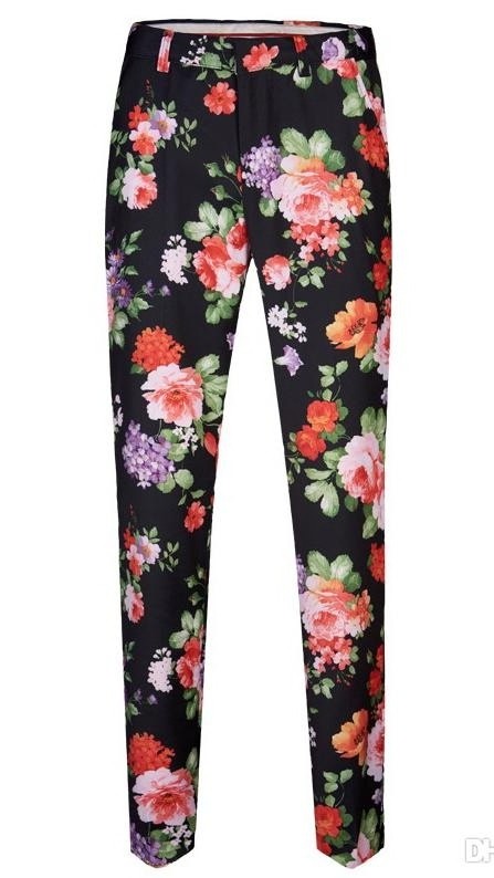 Create meme: flowered summer trousers, women's trousers with print, trousers with floral print