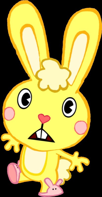 Create meme: Cuddles happy Three friends, happy tree friends yellow rabbit, happy three friends rabbit