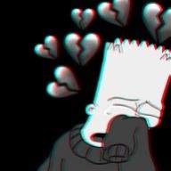 Создать мем: грустный барт с сердечками, грустные обои барт, черный экран с разбитым сердцем
