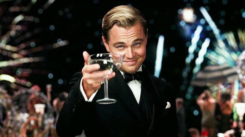 Create meme: the great Gatsby Leonardo DiCaprio, Leonardo DiCaprio with a glass of, Leonardo DiCaprio the great Gatsby