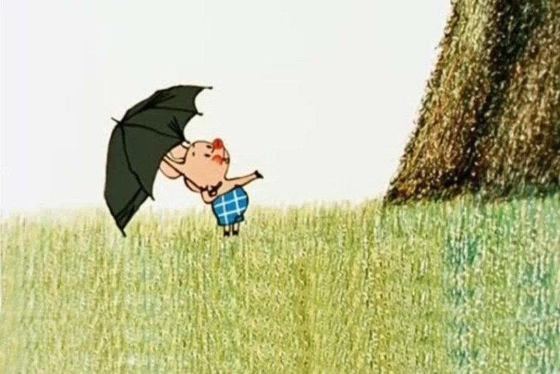 Create meme: Piglet with umbrella, a piglet under an umbrella, It seems to be starting to rain piglet