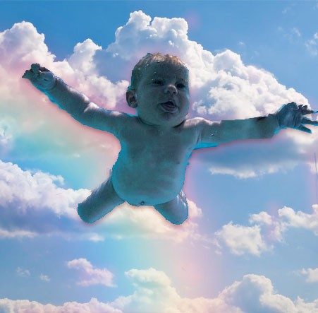 Create meme: nirvana nevermind cover, Nirvana nevermind, The cover of Nirvana with a baby