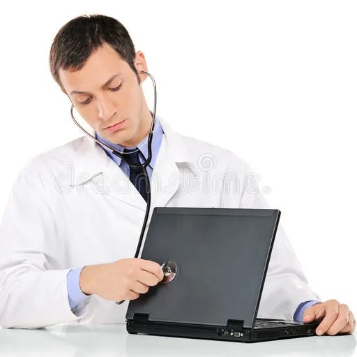 Create meme: doctor computer, computer doctor, doctor with laptop