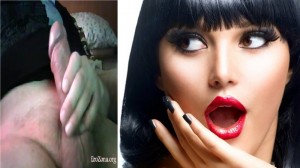 Создать мем: яркая помада, женщина вамп, удивленная девушка макияж