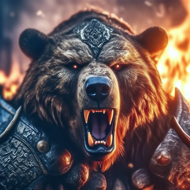 Create meme: Bear warrior art, The bear is furious, angry bear