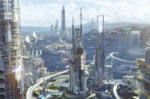 Создать мем: земля будущего 2015 город, tomorrowland, футуристический город будущего