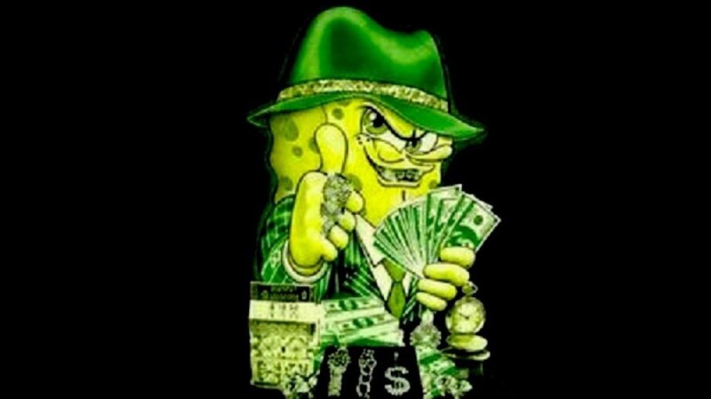 Create meme: spongebob the gangster, Spongebob is a gangster with money, spongebob mafia