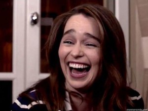 Create meme: emilia clarke, laughter, Emilia Clarke laughs