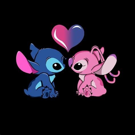 Create meme: Stitch and pink stitch love, Stitch and Angel love, Stitch and Angel