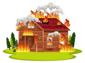 Создать мем: дом горит, сгоревший дом иллюстрация, дом в огне