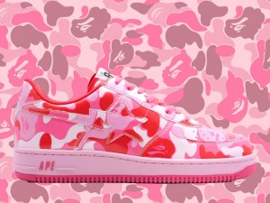 Создать мем: кроссовки bape sta pink, bape pink camo, красовки