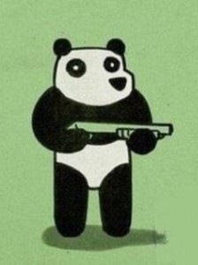 Create meme: panda bear, Panda with a shotgun