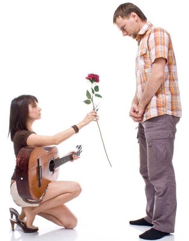 Create meme: a girl gives flowers to a guy, a girl gives flowers, a man gives flowers to a woman