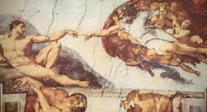 Create meme: the creation of Adam Michelangelo, Sistine chapel the creation of Adam
