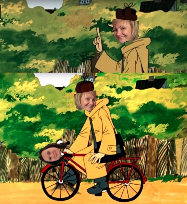 Create meme: buttermilk postman Pechkin, postman pechkin with a bicycle, pechkin on a bicycle