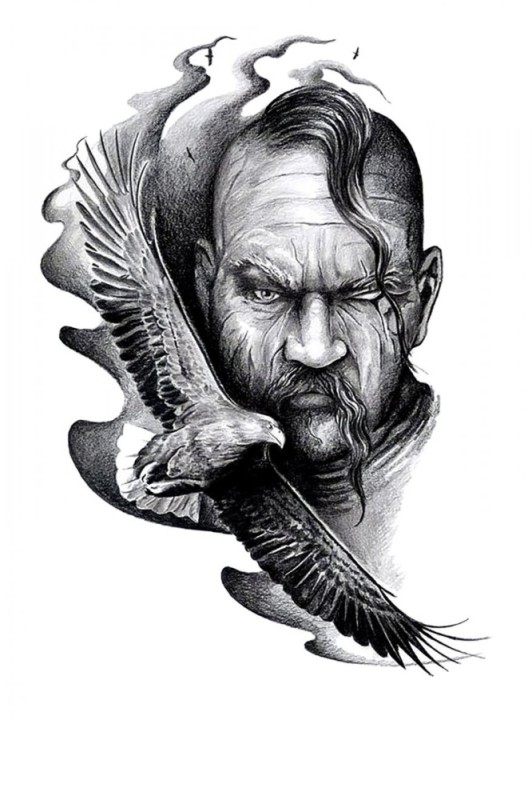 Create meme: Svyatoslav Igorevich sketch, sketches of tattoos, viking tattoos