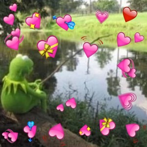 Create meme: Emoji heart, Kermit the frog, Kermit the frog is waiting for