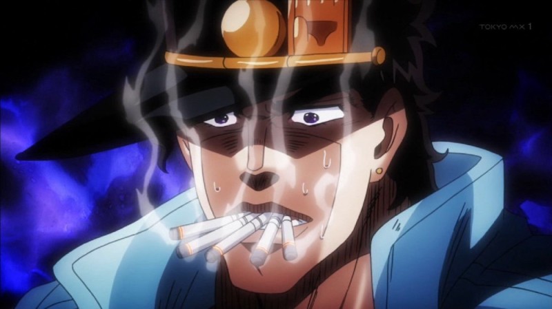 Create meme: jotaro smokes, Jojo's adventures, jotaro smokes 5 cigarettes