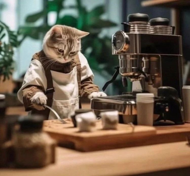 Создать мем: кошка, кофе, хороший кофе