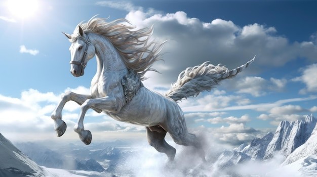 Create meme: A beautiful white horse, painting white horse, white horse