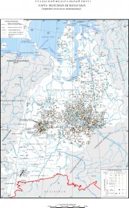Create meme: physical map of the Ural Federal district, Ural Federal district map, mineral resources map of the Ural Federal district