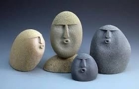 Create meme: modern sculpture, stone sculpture, a stone with a face