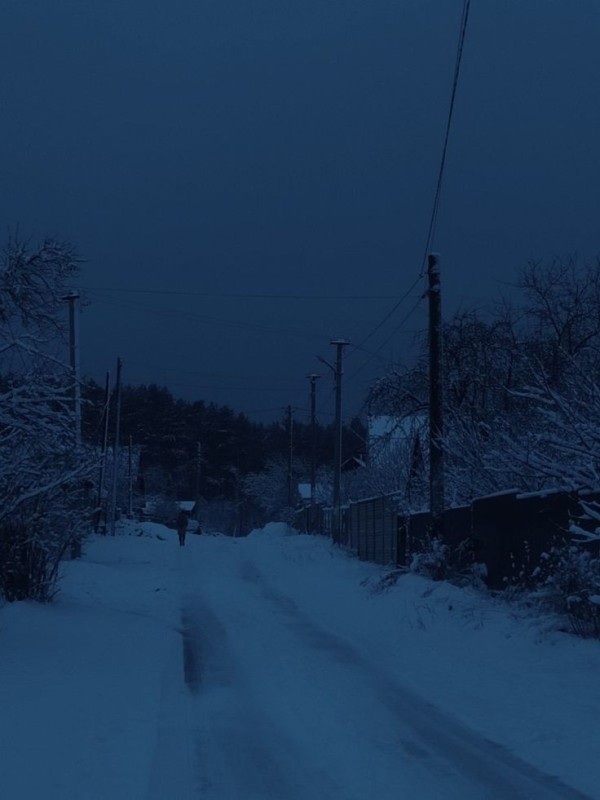 Create meme: urban landscape, darkness, village in winter at night